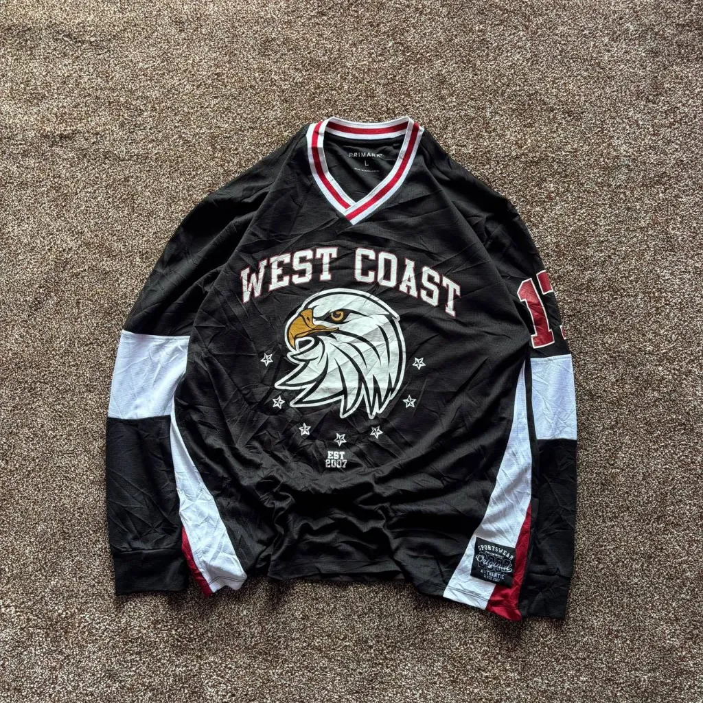 Primark "West Coast" Eagle Long-Sleeve Jersey Shirt - Boxy XL Fit
