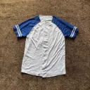 Blank Baseball Jersey Button-Down - Blue & White Raglan - Men's Size Medium