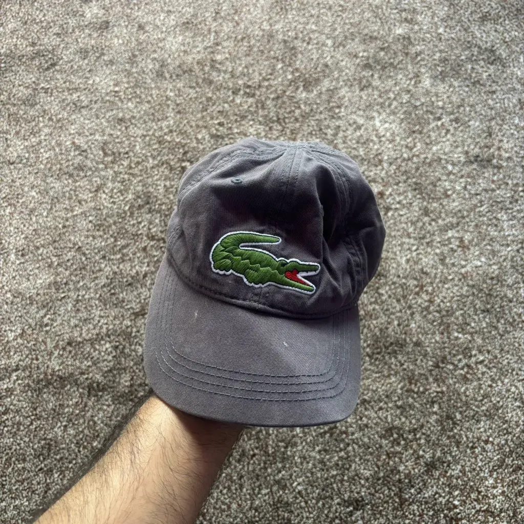 Vintage Lacoste Big Croc Logo Baseball Cap – Charcoal Grey