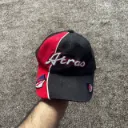 Vintage Y2K Two-Tone Embroidered Script Cap – Red/Black