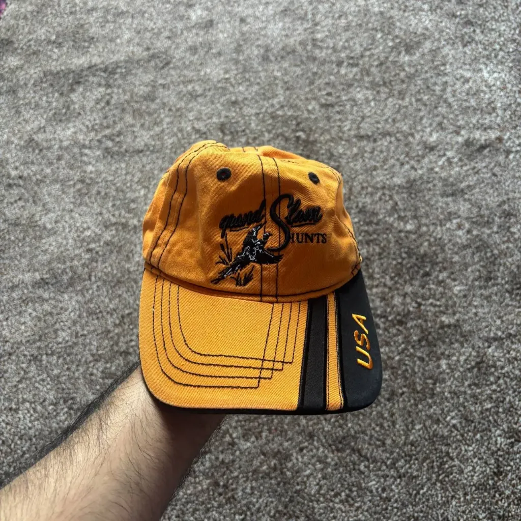 Vintage Grand Slam Hunts USA Embroidered Bird Graphic Cap – Mustard/Black