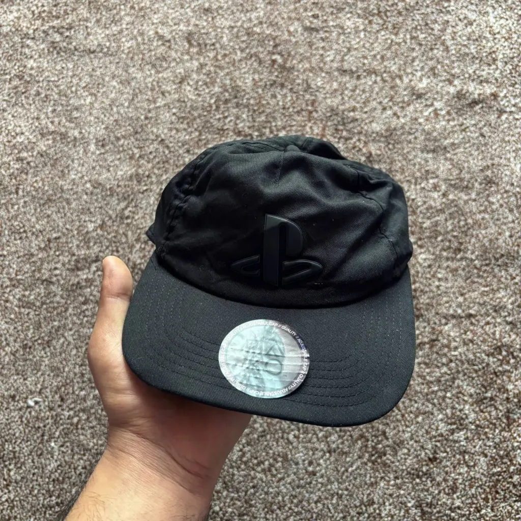 Sony PlayStation Triple Black Rubberized Logo Cap