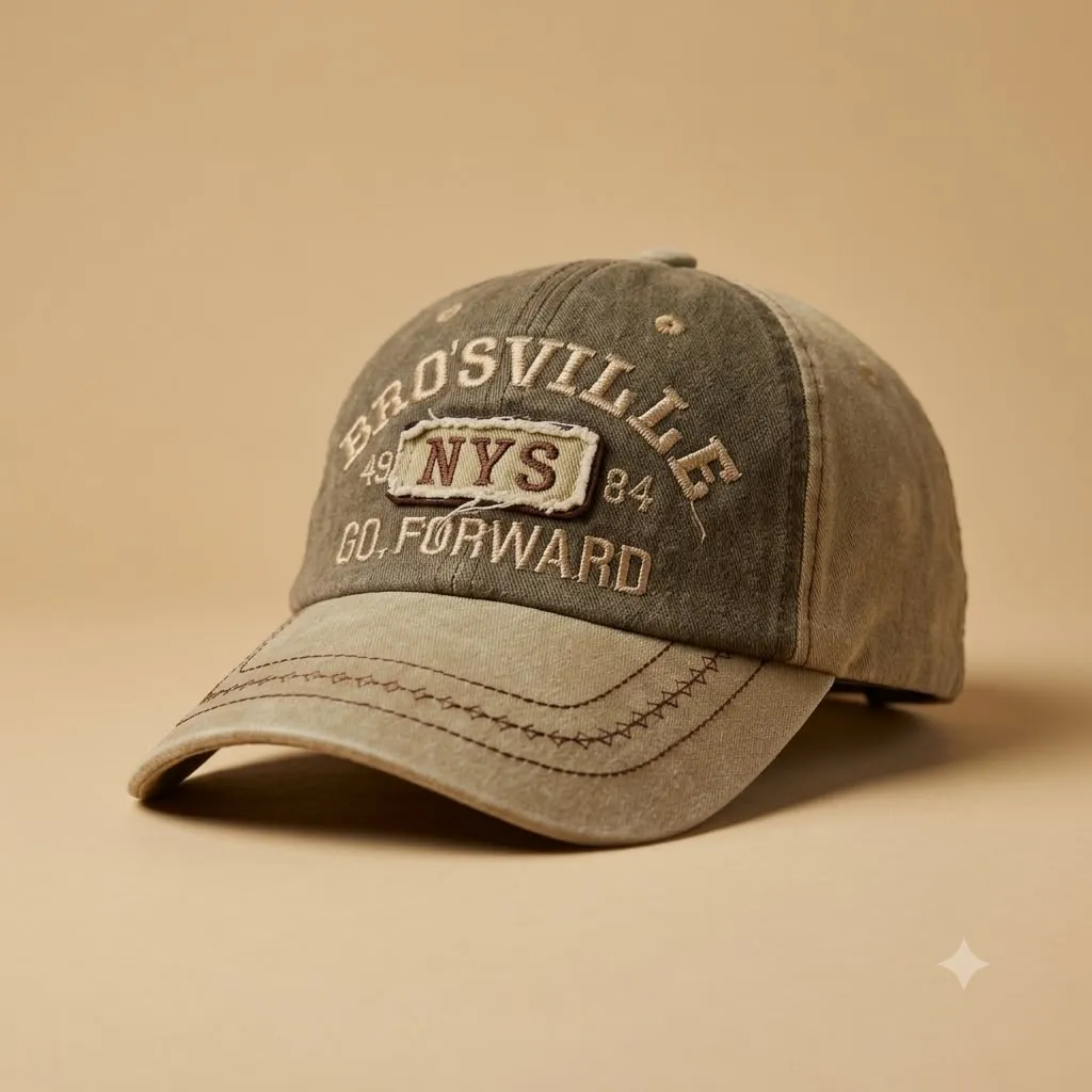 Retro Faded Olive & Tan Graphic Cap