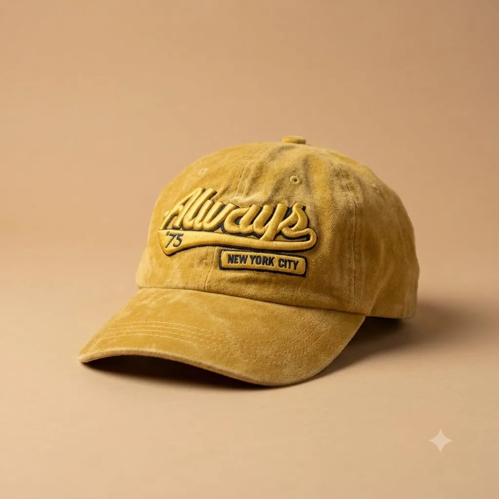 Retro Gold Suede-Texture "Always '75" NYC Baseball Hat