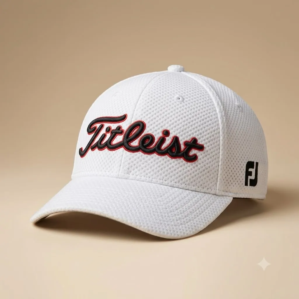 Classic Titleist Embroidered Golf Hat – White Mesh