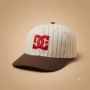 Retro DC Shoes Striped Baseball Cap with Red Logo